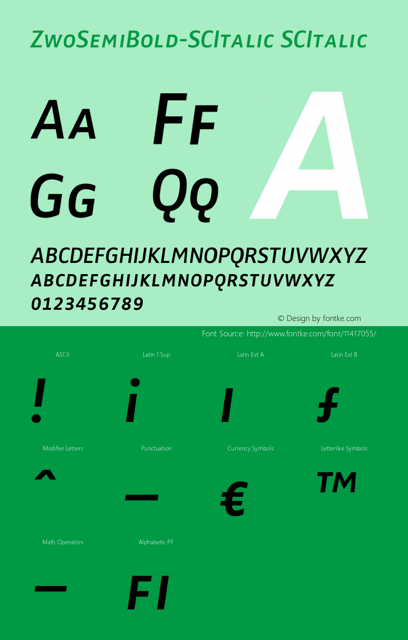 ZwoSemiBold-SCItalic SCItalic Version 4.313图片样张