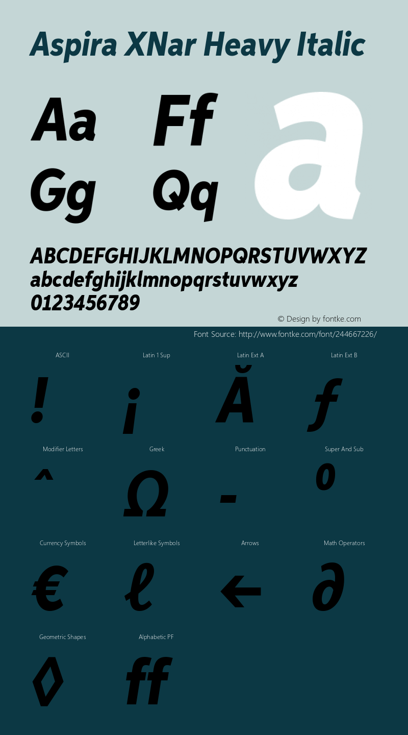 AspiraXNar-HeavyIt Version 1.05          UltraPrecision Font图片样张