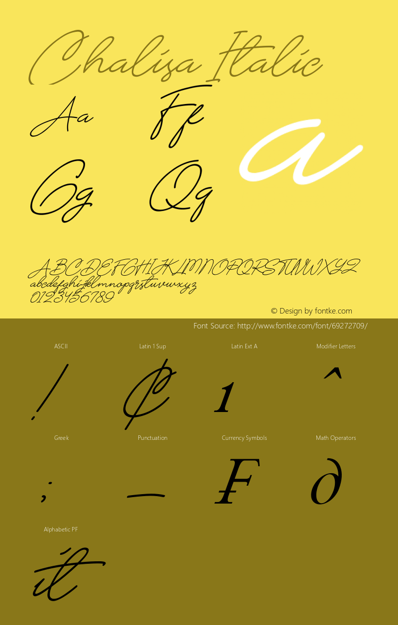 Chalisa Italic Version 1.00;May 26, 2020;FontCreator 12.0.0.2563 64-bit图片样张