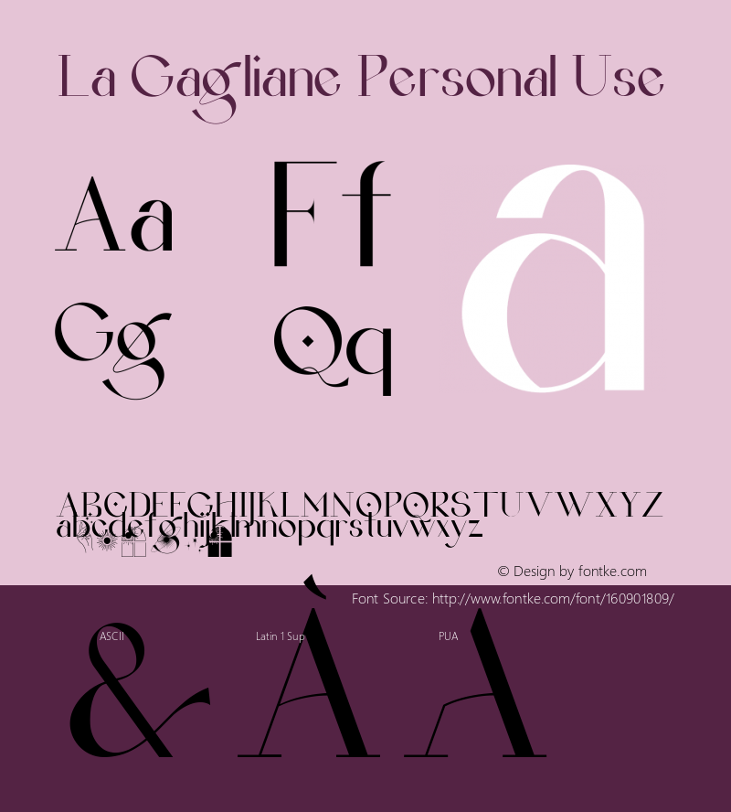 La Gagliane Personal Use Version 1.00;May 13, 2021;FontCreator 12.0.0.2525 64-bit图片样张