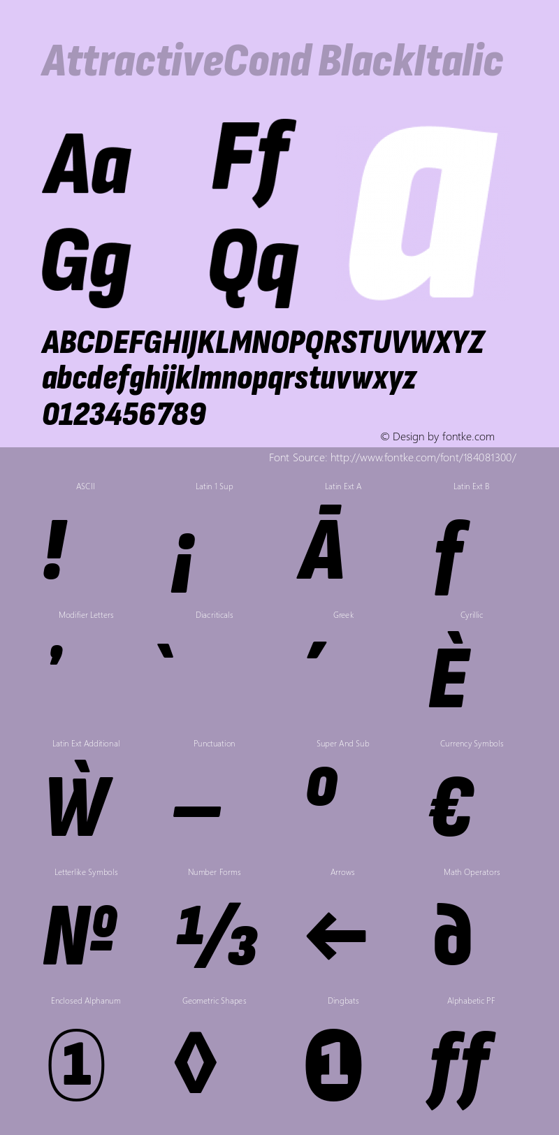 AttractiveCond BlackItalic Version 3.001图片样张