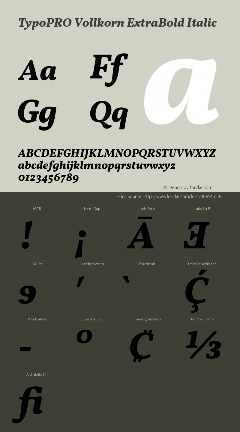 TypoPRO Vollkorn ExtraBold Italic Version 4.105图片样张