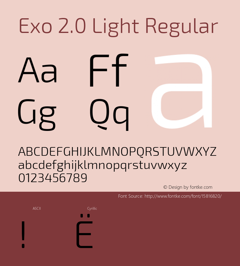 Exo 2.0 Light Regular Version 1.001;PS 001.001;hotconv 1.0.70;makeotf.lib2.5.58329; ttfautohint (v1.4.1)图片样张