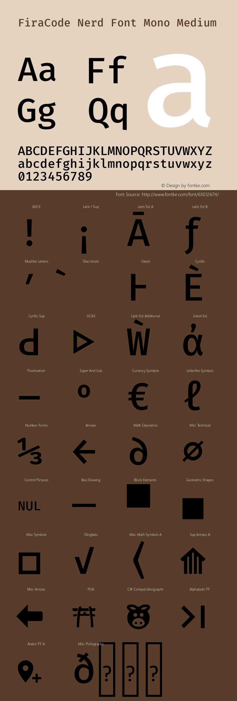 Fira Code Medium Nerd Font Complete Mono Version 2.000图片样张