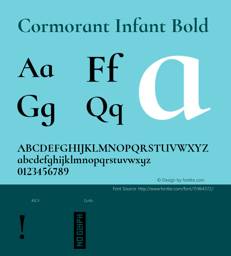 Cormorant Infant Bold Version 1.000;PS 002.000;hotconv 1.0.88;makeotf.lib2.5.64775; ttfautohint (v1.4.1)图片样张