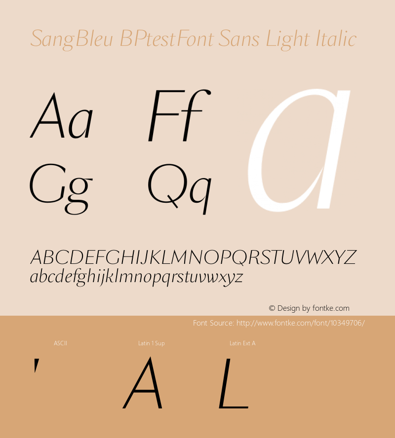 SangBleu BPtestFont Sans Light Italic Version 1.1图片样张