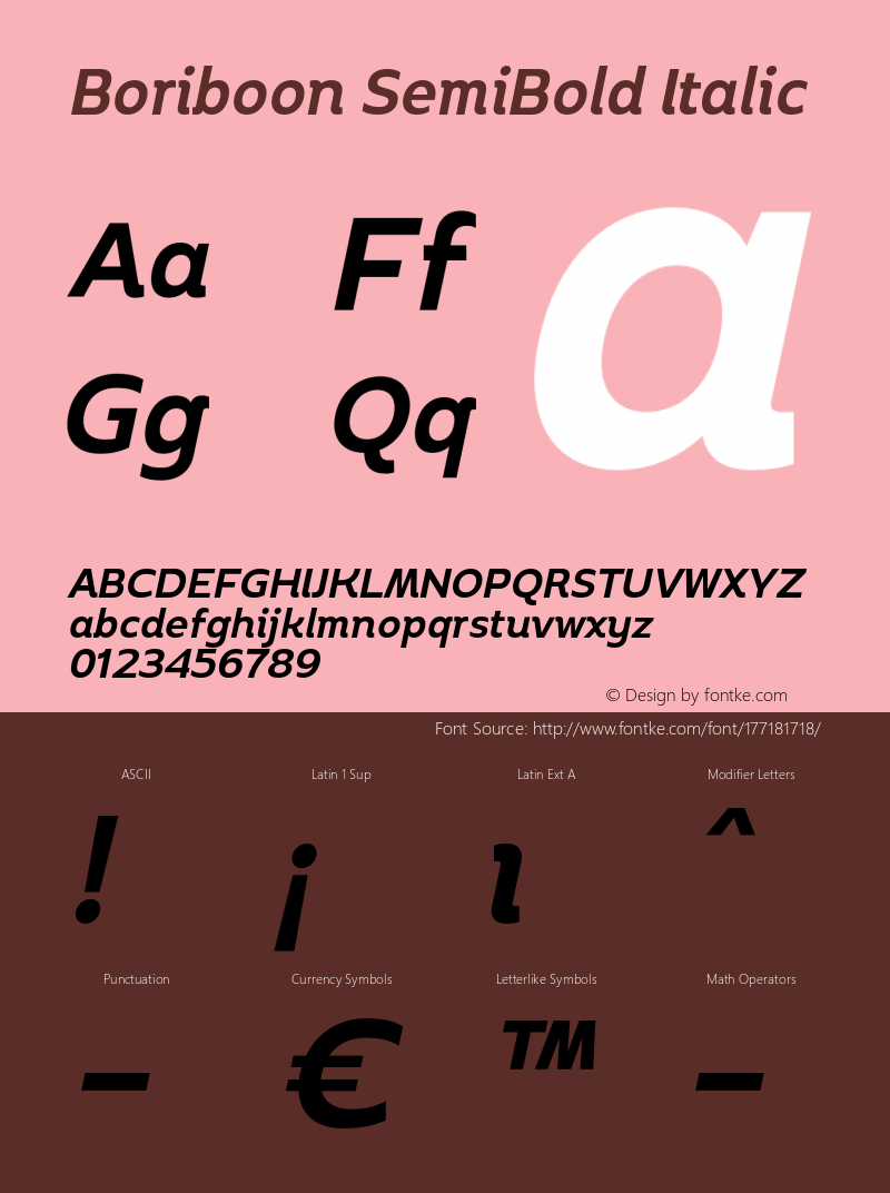 Boriboon SemiBold Italic Version 1.01图片样张