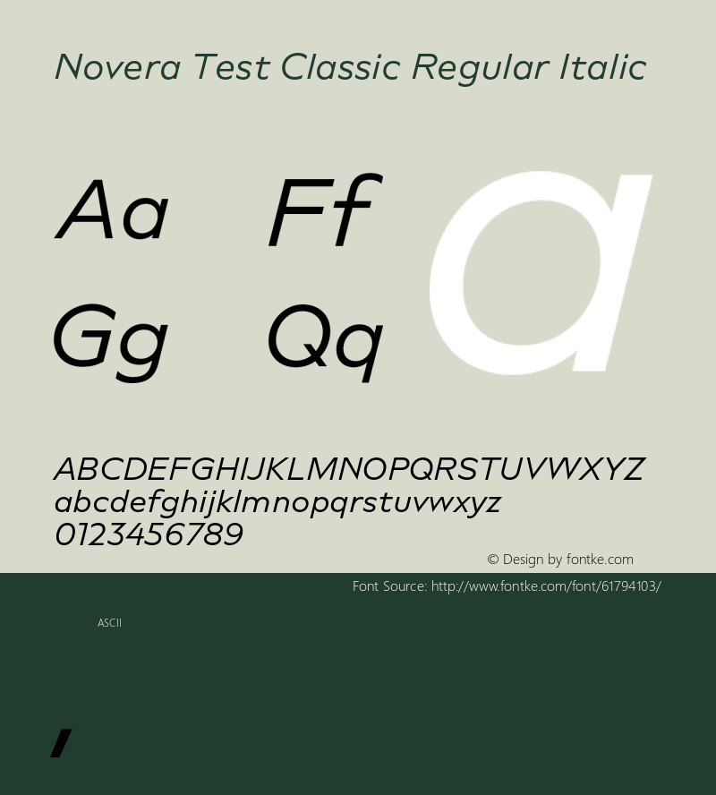 Novera Test Classic Regular Italic Version 1.000;hotconv 1.0.109;makeotfexe 2.5.65596图片样张