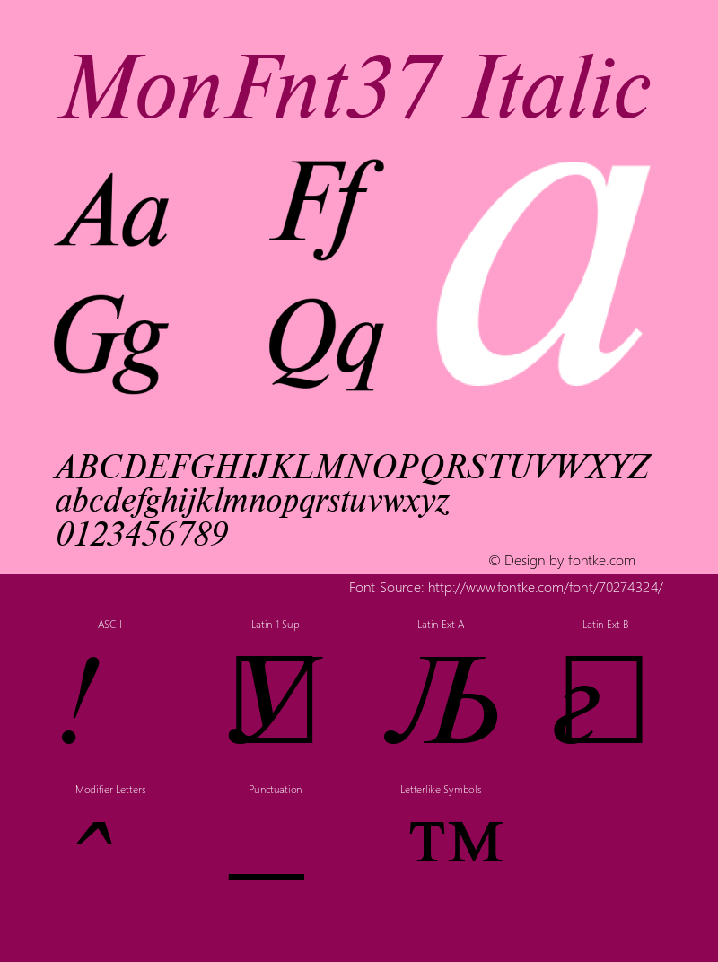 MonFnt37 Italic Version 1.00图片样张