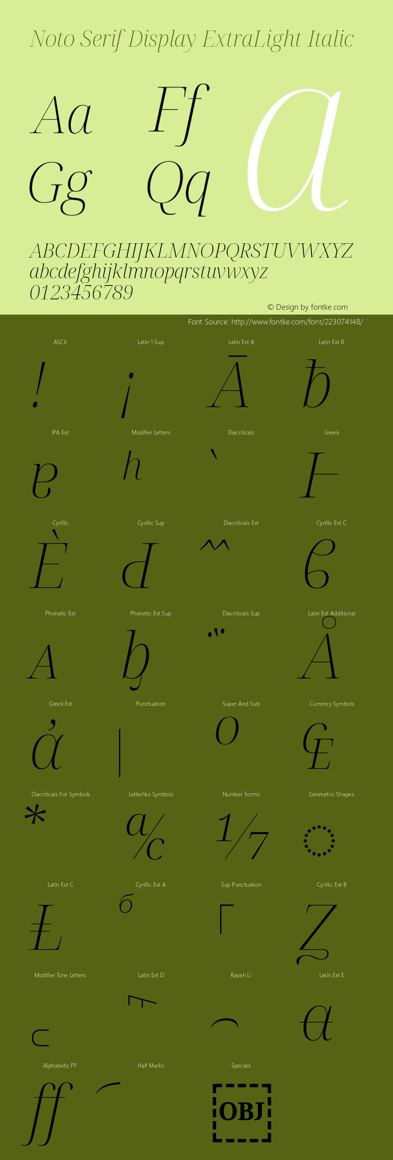 Noto Serif Display ExtraLight Italic Version 2.003图片样张