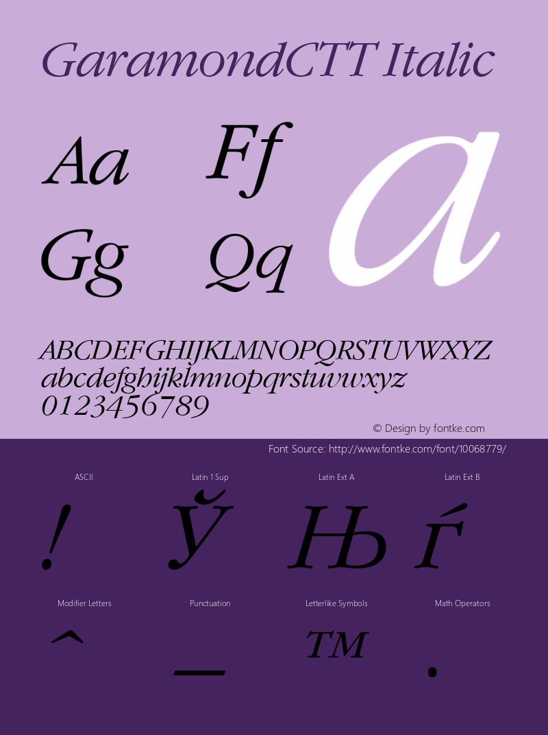 GaramondCTT Italic 1.000.000图片样张