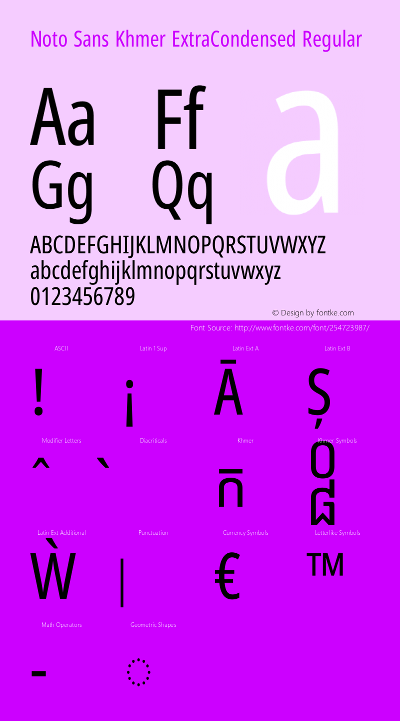 Noto Sans Khmer ExtraCondensed Regular Version 2.004图片样张