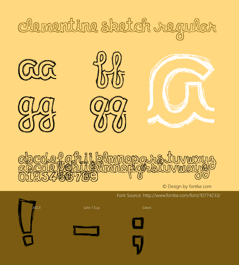 Clementine Sketch Regular Version 1.00 June 19, 2008, initial release图片样张