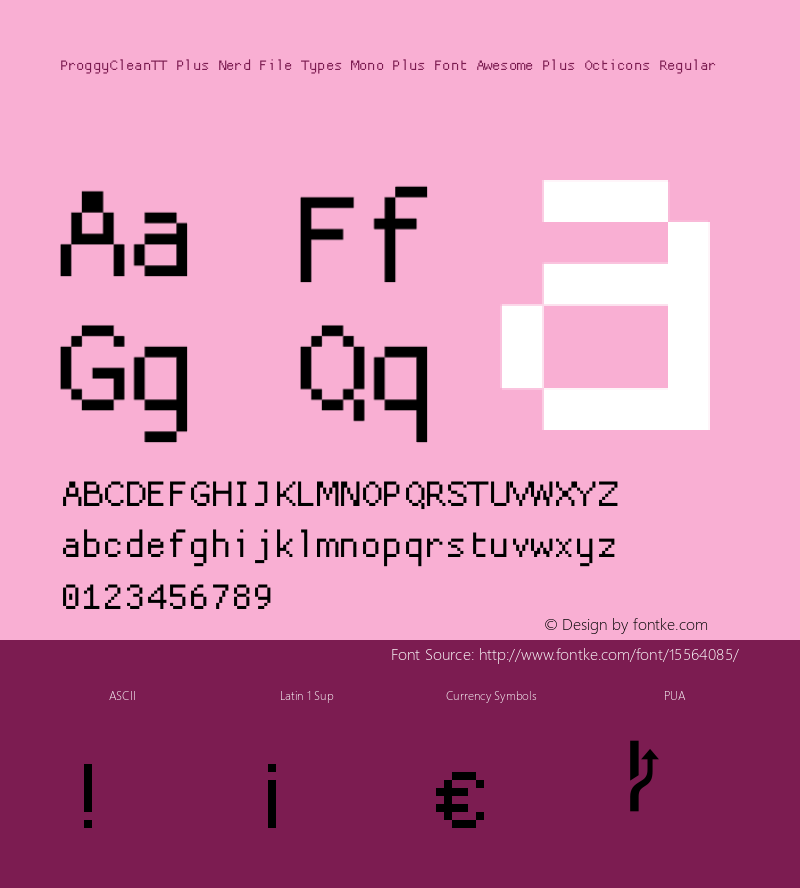 ProggyCleanTT Plus Nerd File Types Mono Plus Font Awesome Plus Octicons Regular 2004/04/15图片样张