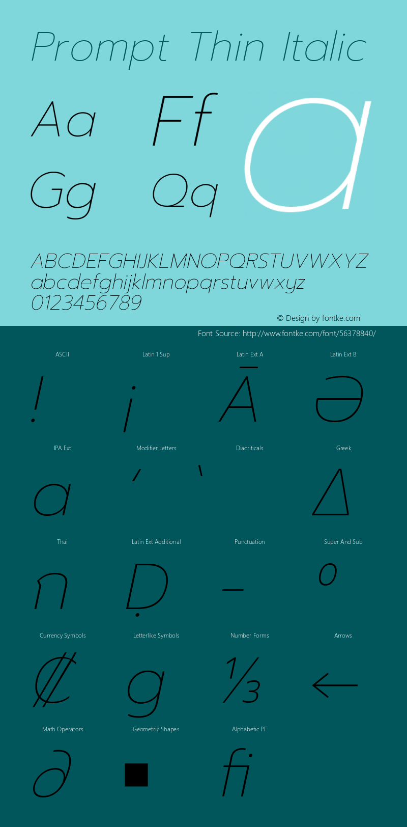 Prompt Thin Italic Version 1.000图片样张