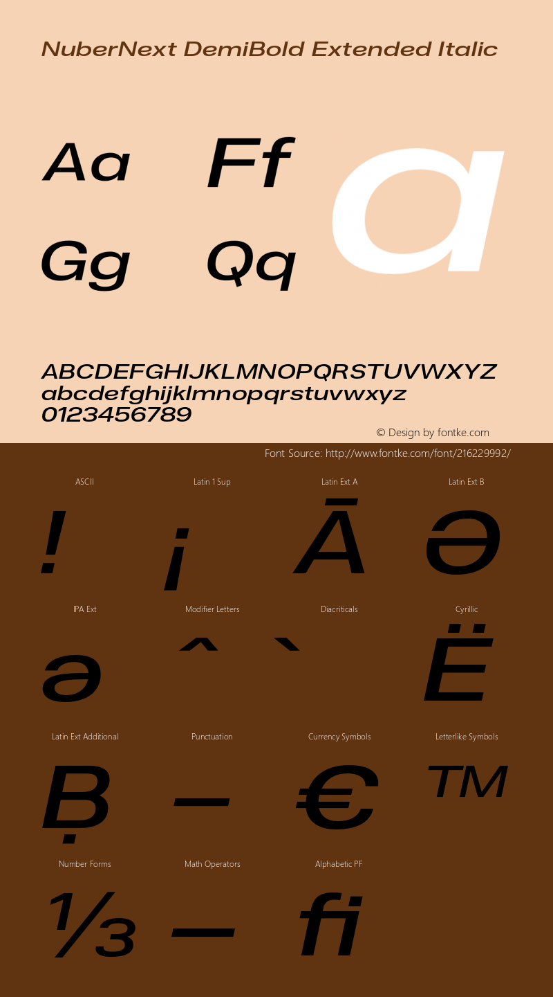 NuberNext DemiBold Extended Italic Version 001.002 February 2020图片样张