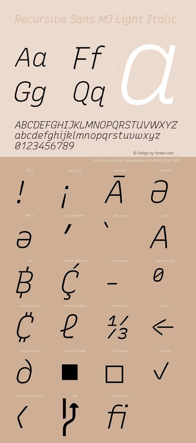 Recursive Sans MJ Light Italic 4.20图片样张