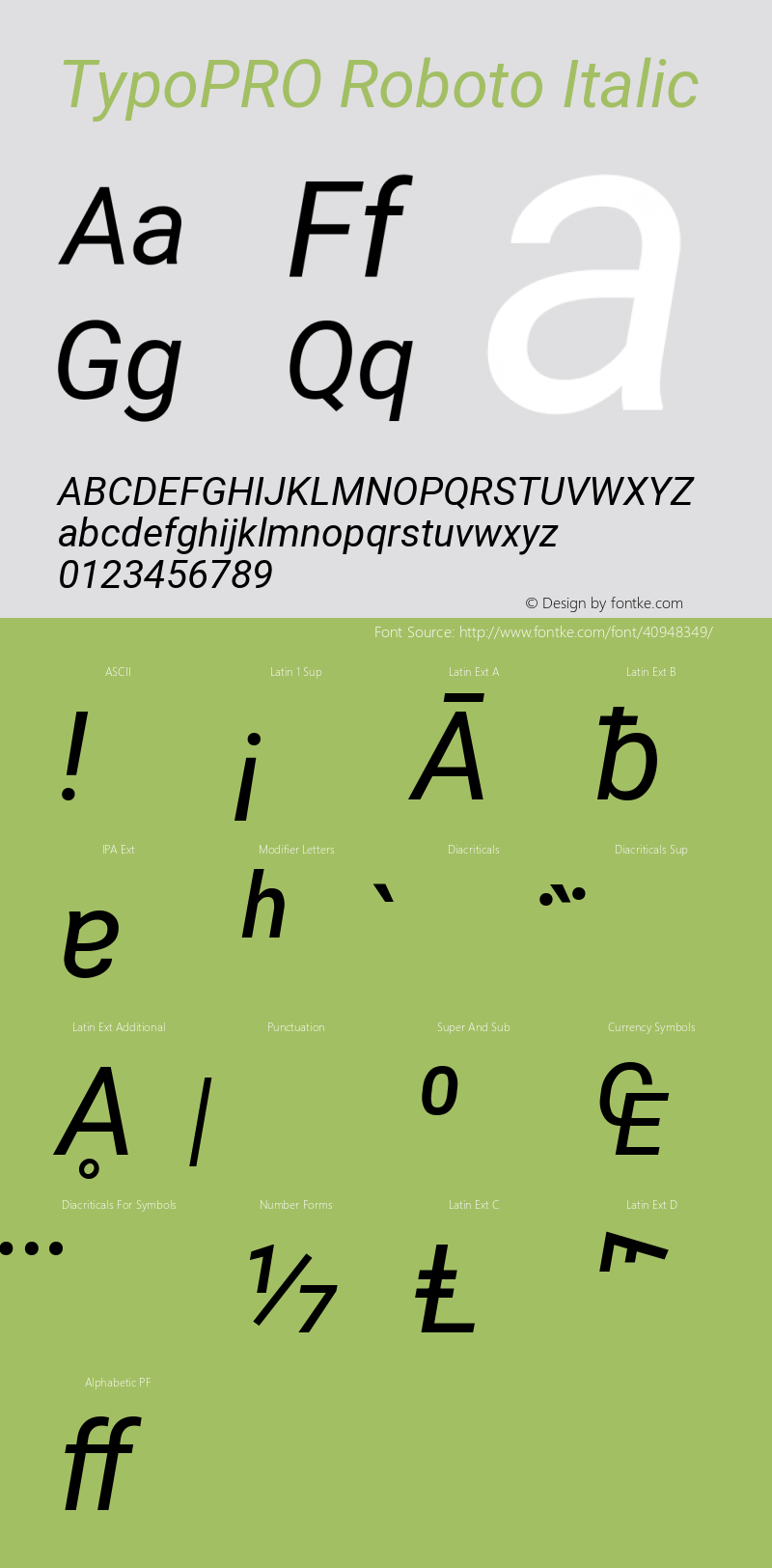 TypoPRO Roboto Italic Version 2.138图片样张