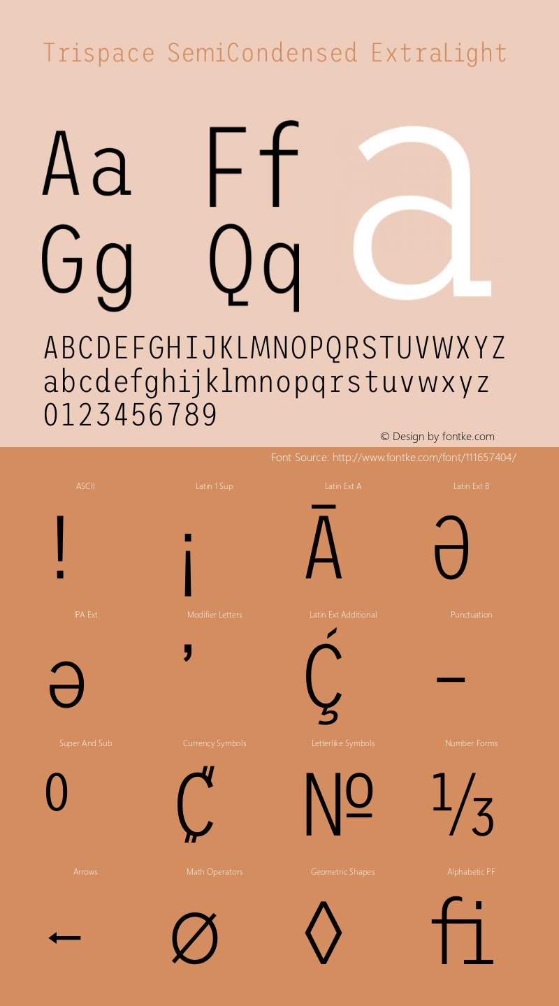 Trispace SemiCondensed ExtraLight Version 1.210图片样张