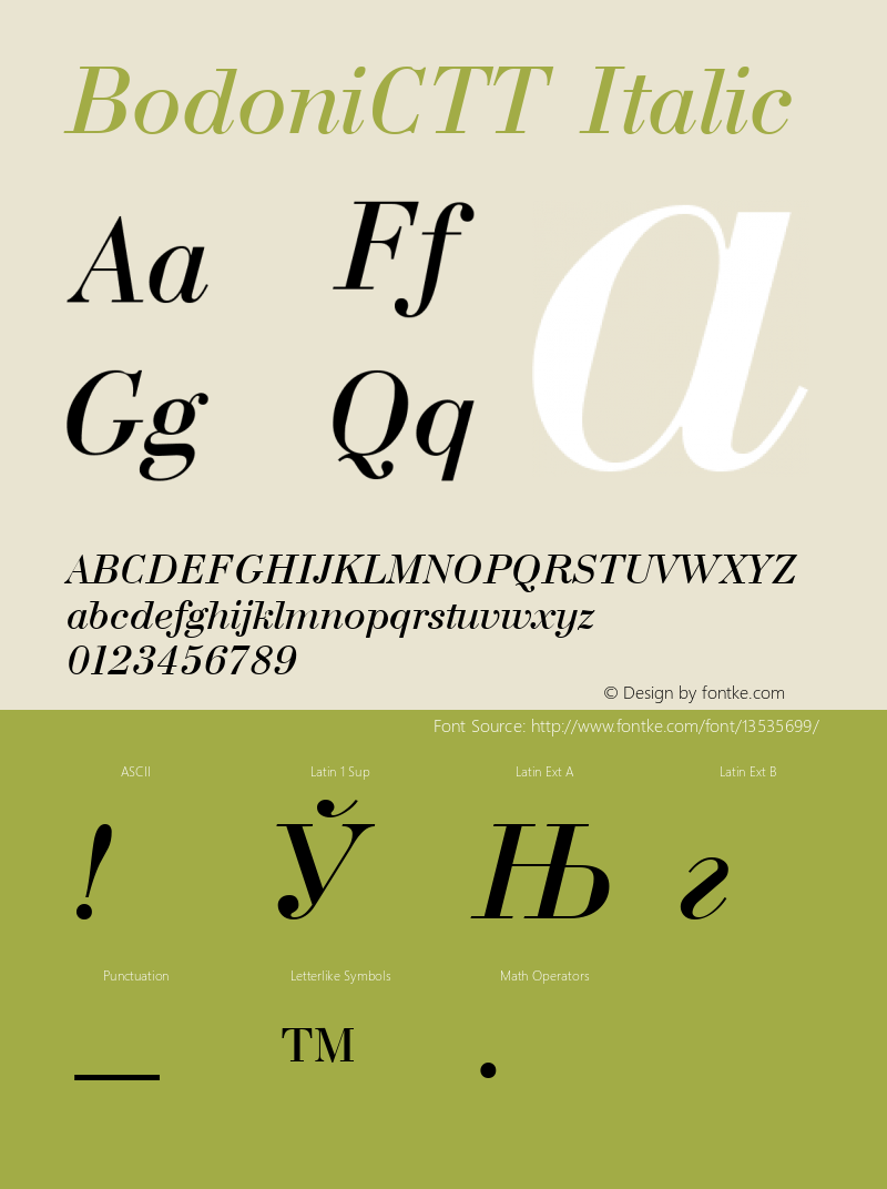 BodoniCTT Italic 1.000.000图片样张