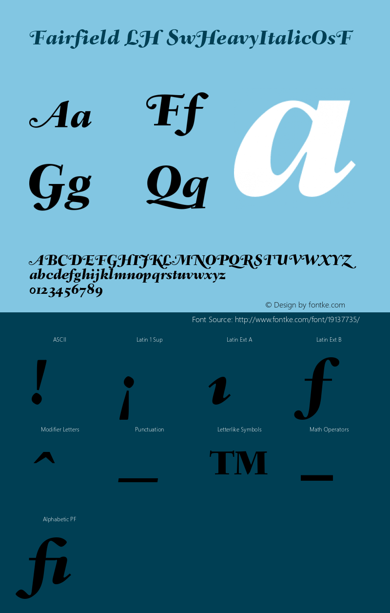 Fairfield LH 86 Swash Heavy Italic Old Style Figures Version 001.002图片样张