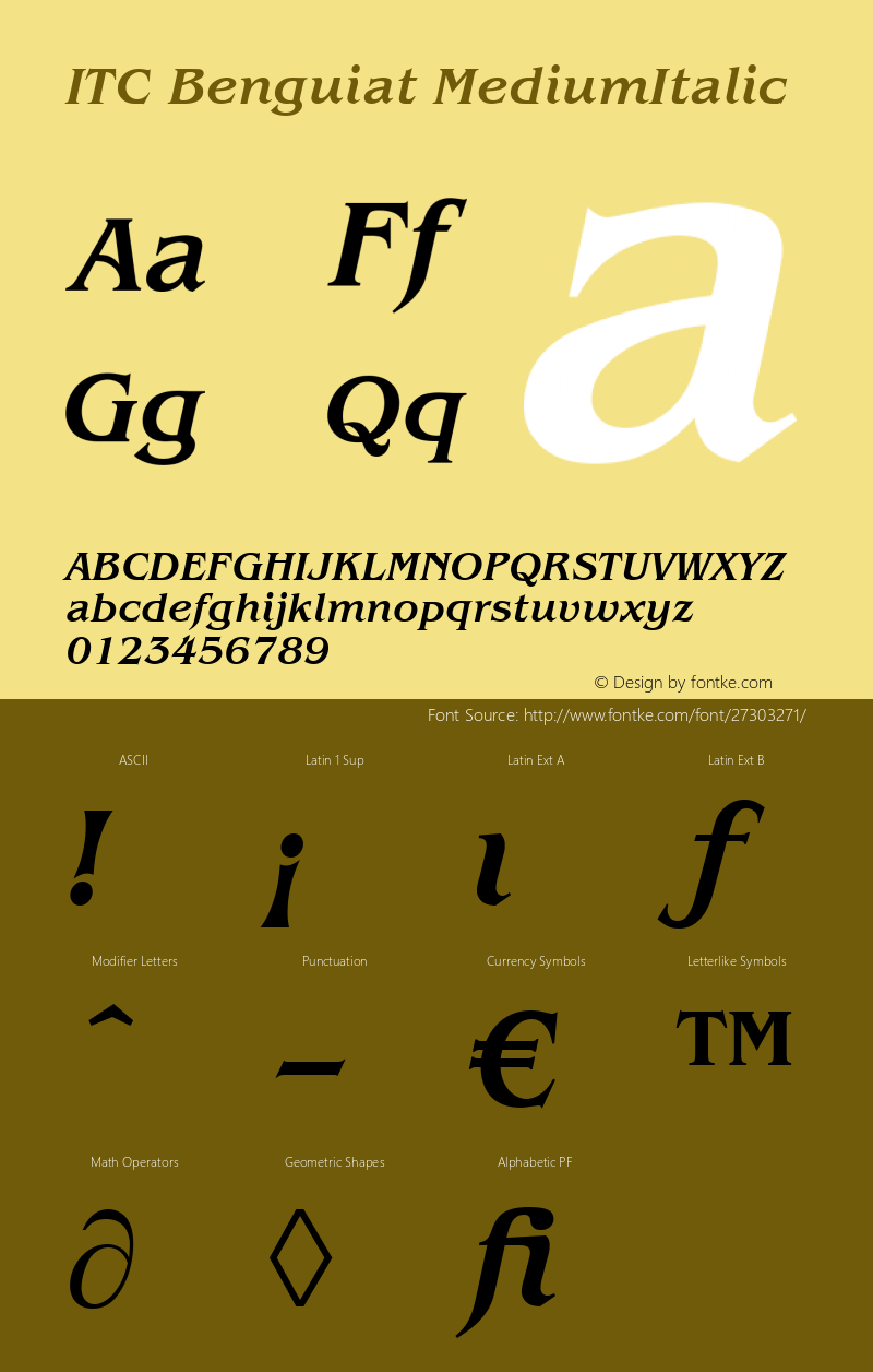 Benguiat Medium Italic Version 1.00图片样张