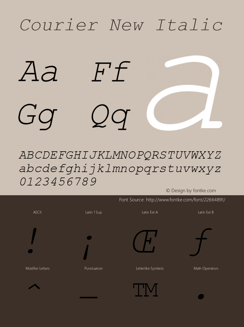 Courier New Italic MS core font:v2.00图片样张