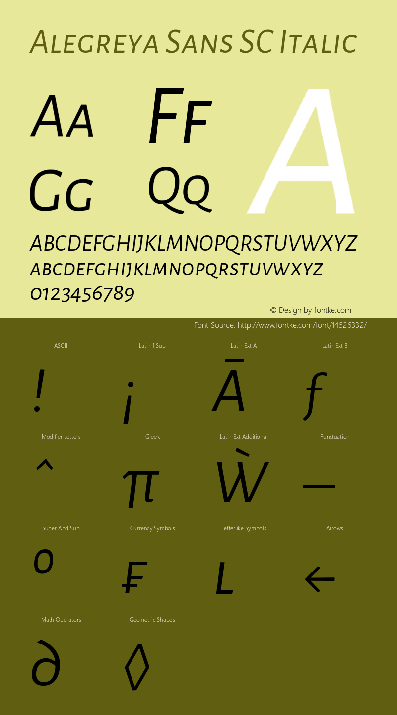 Alegreya Sans SC Italic Version 1.000;PS 001.000;hot图片样张