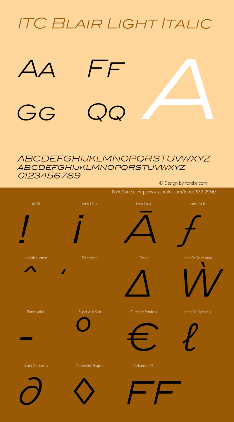 ITC Blair Light Italic Version 1.81图片样张