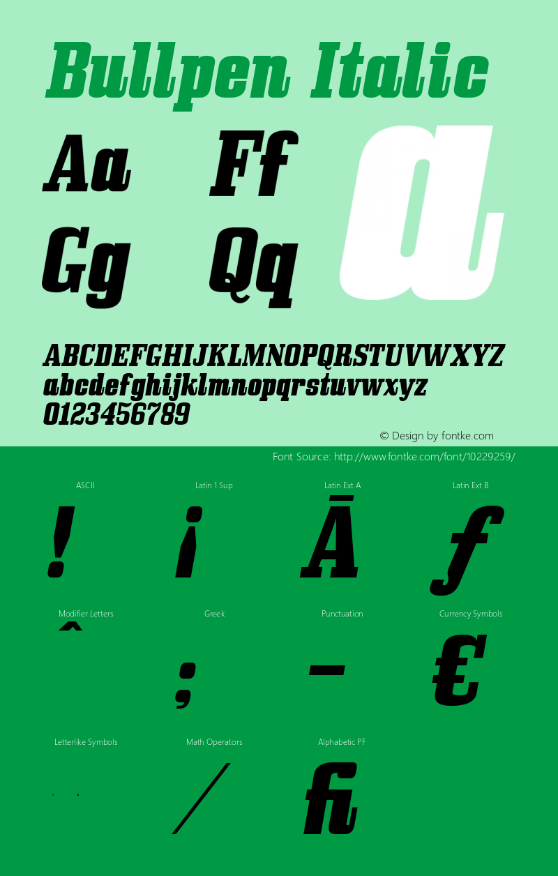 Bullpen Italic Version 2.000 2004图片样张