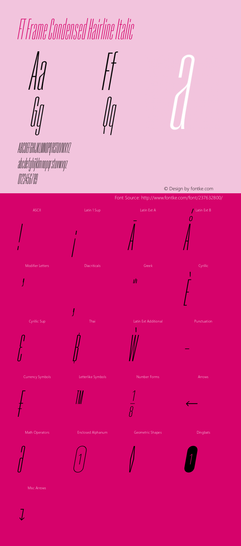 FT Frame Condensed Hairline Italic Version 1.000;FEAKit 1.0图片样张