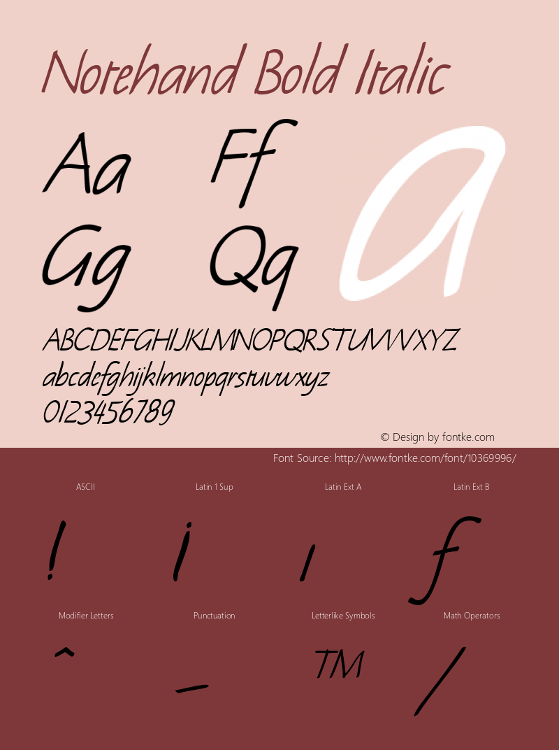 Notehand Bold Italic W.S.I. Int'l v1.1 for GSP: 6/20/95图片样张