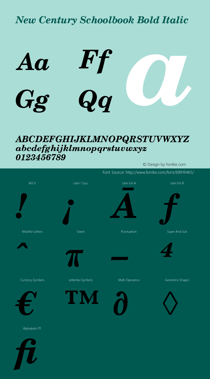 New Century Schoolbook Bold Italic Version 2.02图片样张