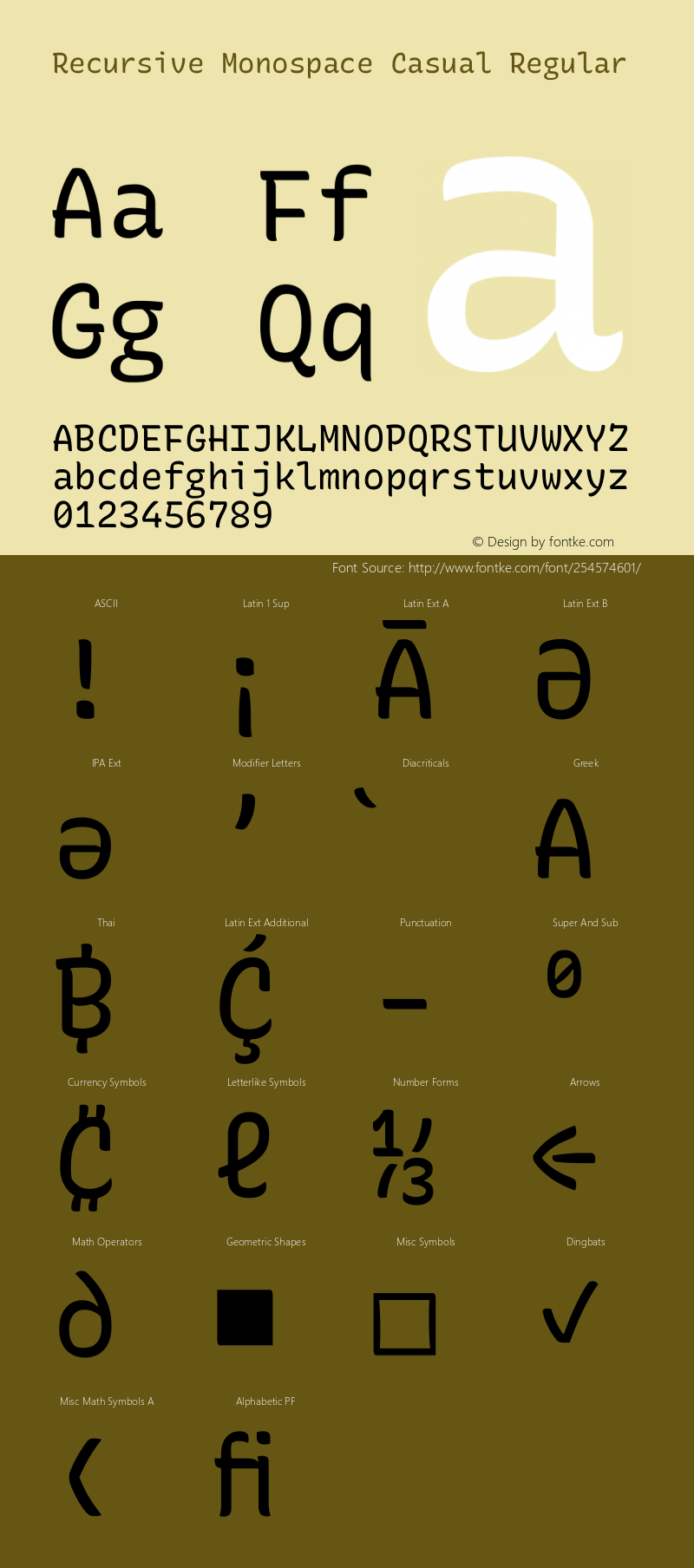 Recursive Monospace Casual Regular Version 1.085图片样张