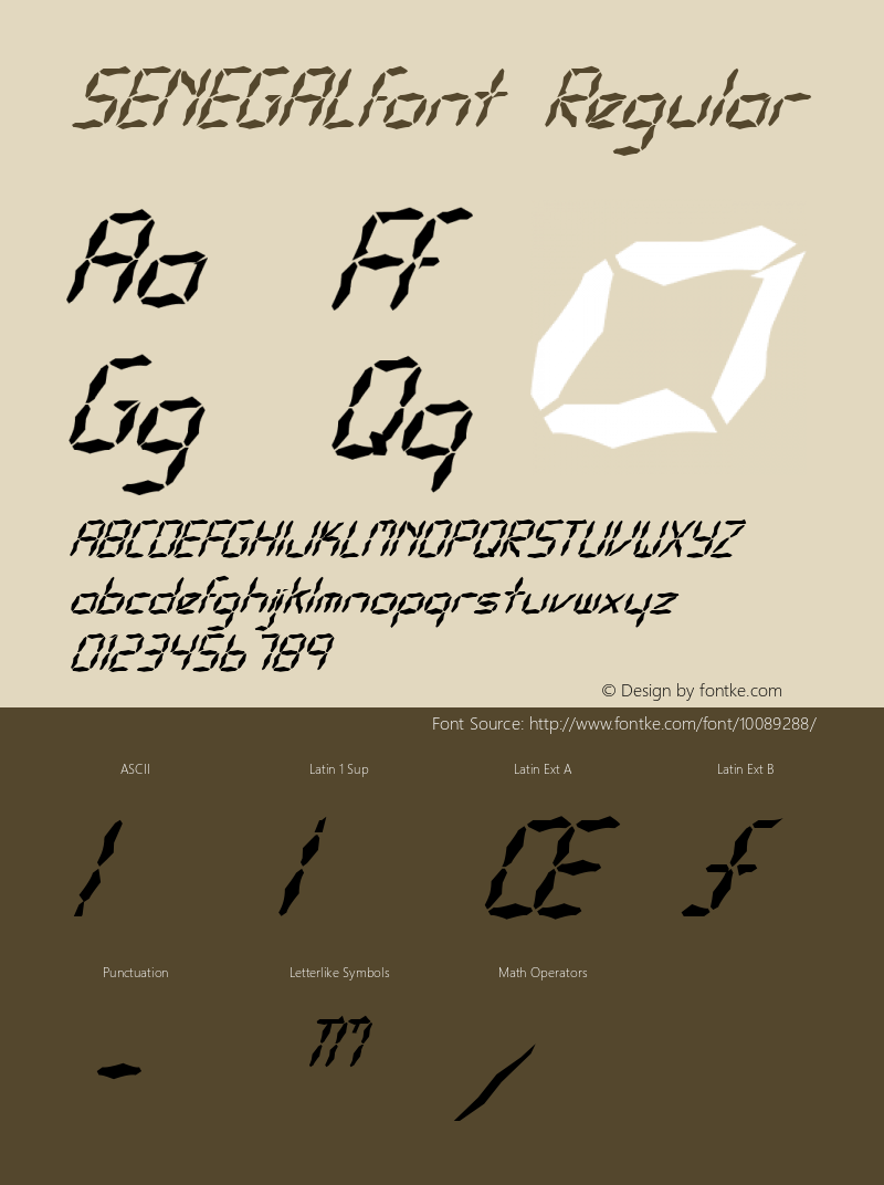 SENEGALfont Regular Altsys Fontographer 3.5  4/4/01图片样张