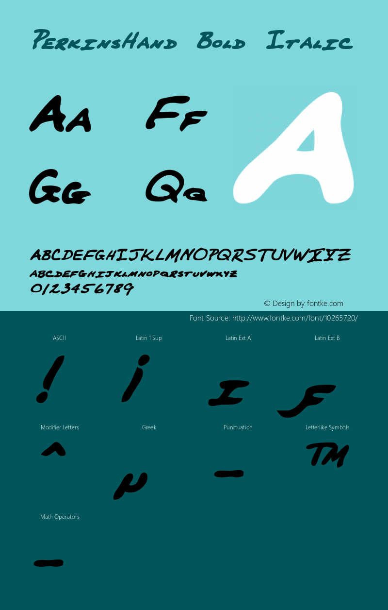 PerkinsHand Bold Italic WSI: 1/11/98图片样张