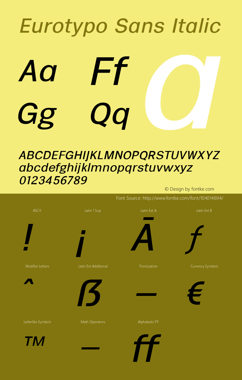 Eurotypo Sans Italic 1.000图片样张