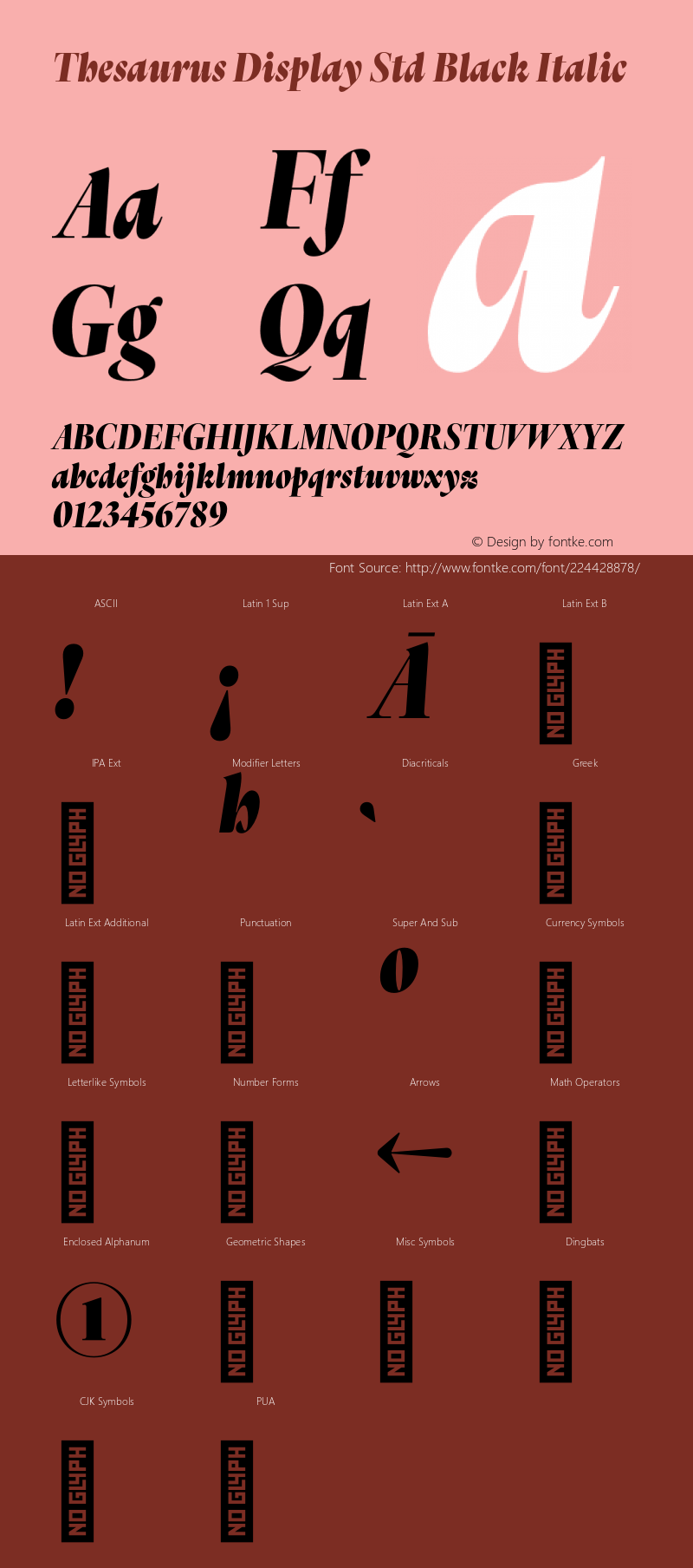 Thesaurus Display Std Black Italic Version 1.000;PS 001.000;hotconv 1.0.88;makeotf.lib2.5.64775图片样张