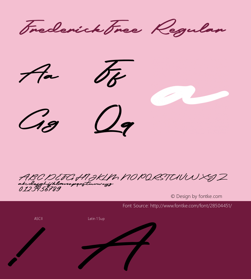 FrederickFree Version 1.003;Fontself Maker 3.1.1图片样张