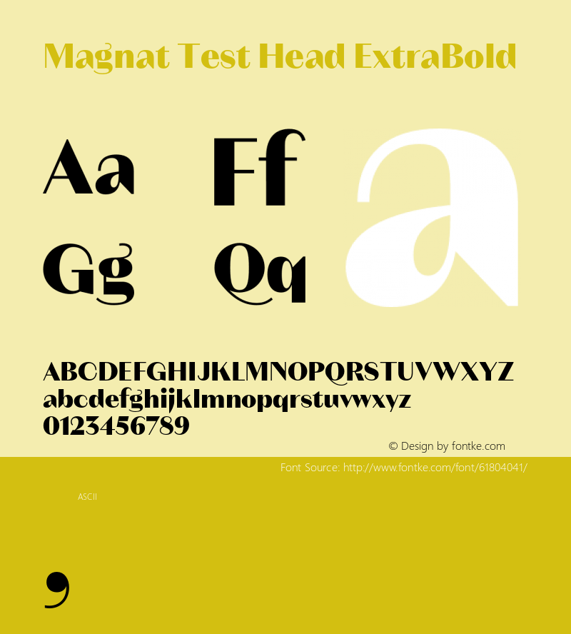 Magnat Test Head ExtraBold Version 1.000;PS 001.000;hotconv 1.0.88;makeotf.lib2.5.64775图片样张