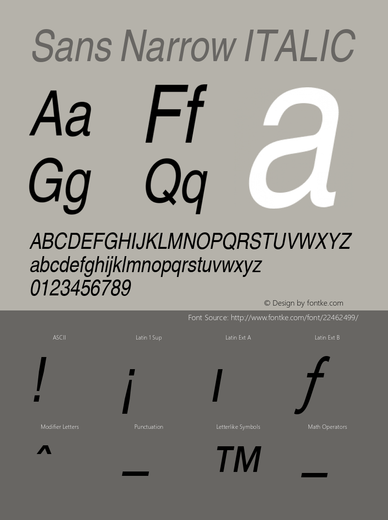 Sans Narrow ITALIC 001.000图片样张