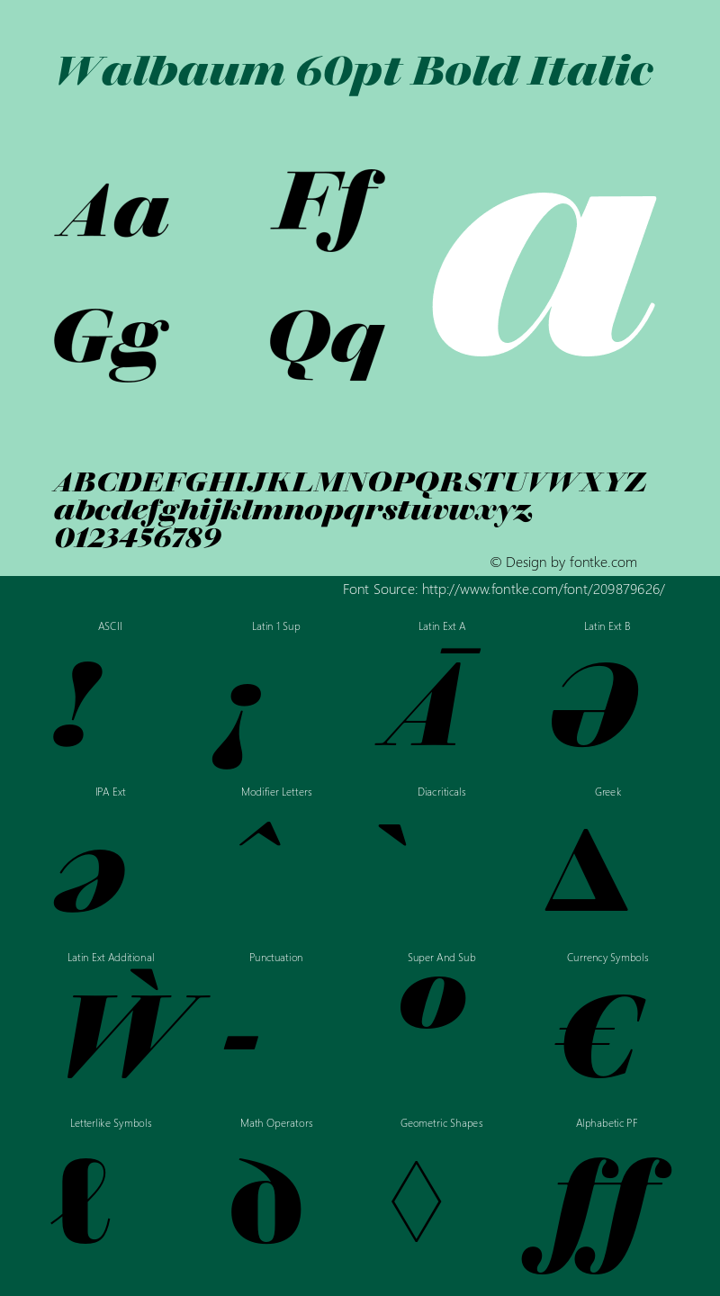 Walbaum 60pt Bold Italic Version 1.01, build 5, s3图片样张