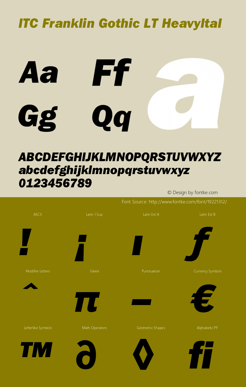 ITC Franklin Gothic LT Heavy Italic Version 006.000图片样张