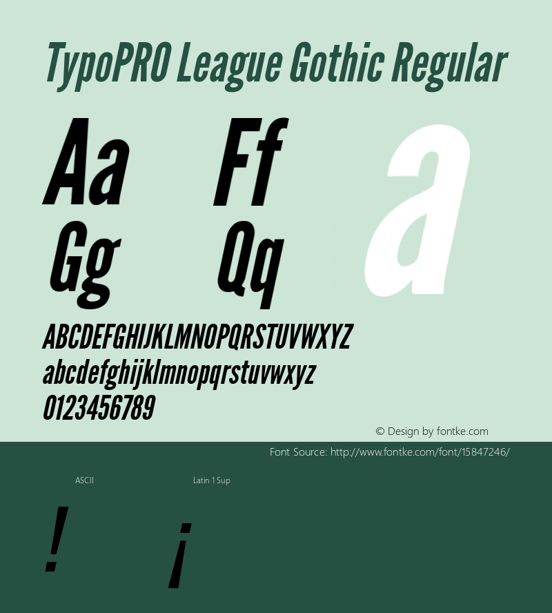 TypoPRO League Gothic Regular Version 1.001;PS 001.001;hotconv 1.0.56;makeotf.lib2.0.21325图片样张