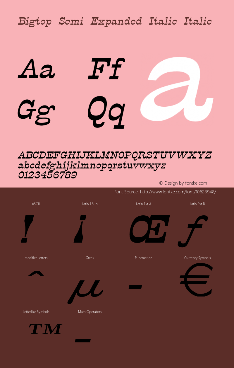 Bigtop Semi Expanded Italic Italic Version 1.000图片样张