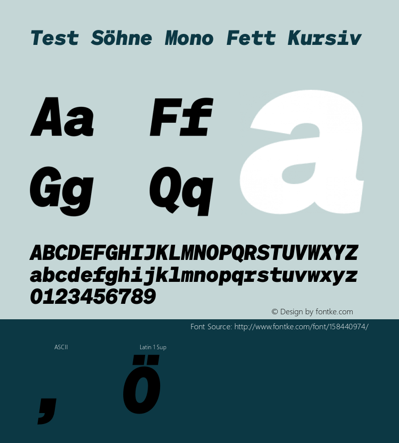 Test Söhne Mono Fett Kursiv Version 1.108;hotconv 1.0.116;makeotfexe 2.5.65601图片样张