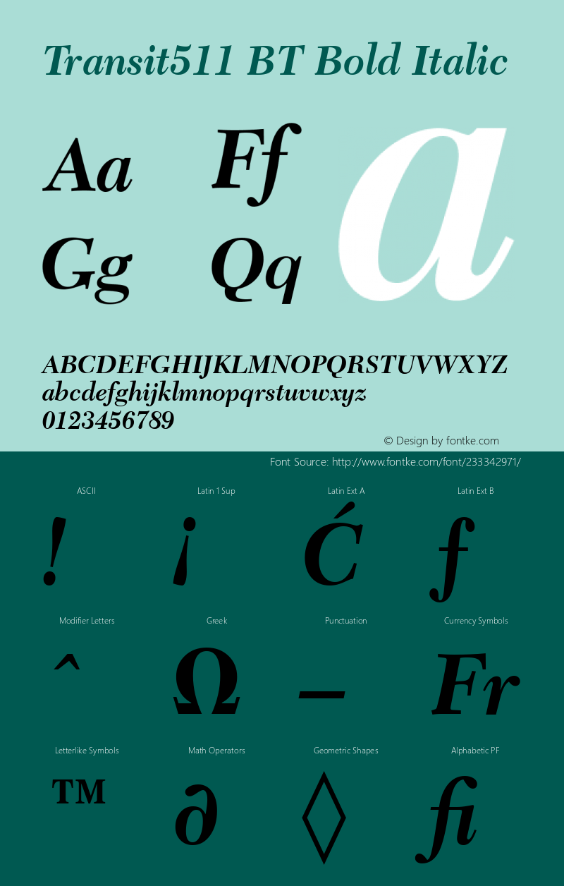 Transit511 BT Bold Italic Version 1.01 emb4-OT图片样张