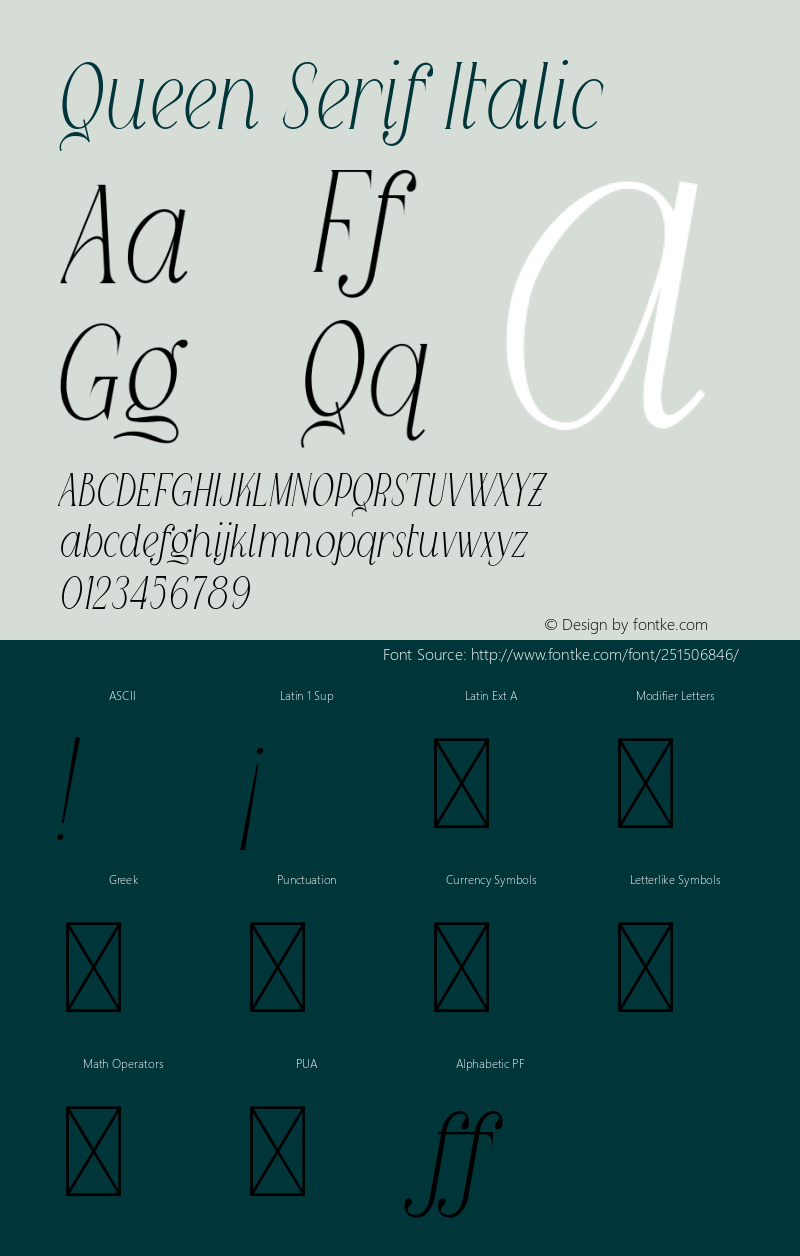 Queen Serif Italic Version 1.001;Fontself Maker 3.5.7图片样张