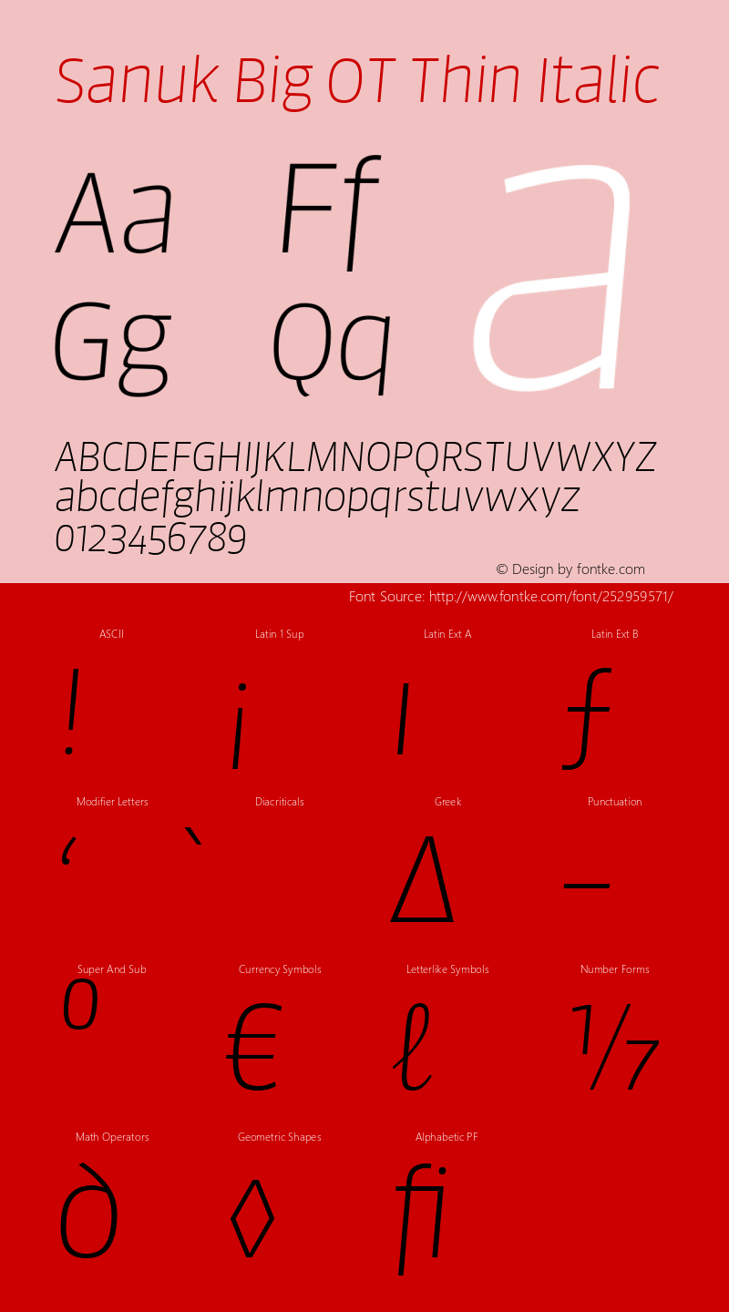 Sanuk Big OT Thin Italic Version 7.504; 2016; Build 1024图片样张