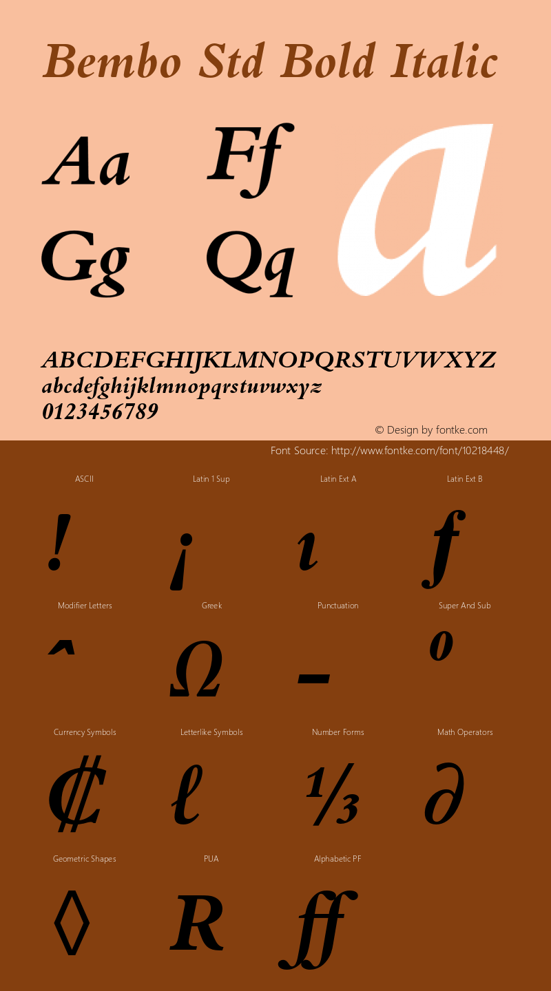 Bembo Std Bold Italic Version 2.045;PS 002.000;hotconv 1.0.51;makeotf.lib2.0.18671图片样张